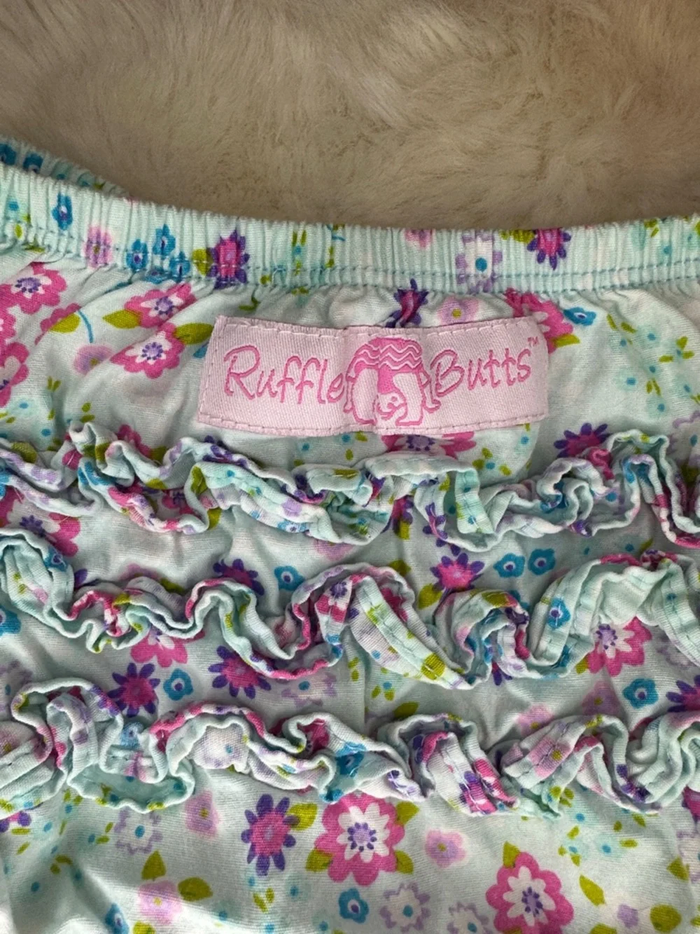 Ruffle Butts Floral Ruffle Diaper Cover in Pink, Blue and Green
